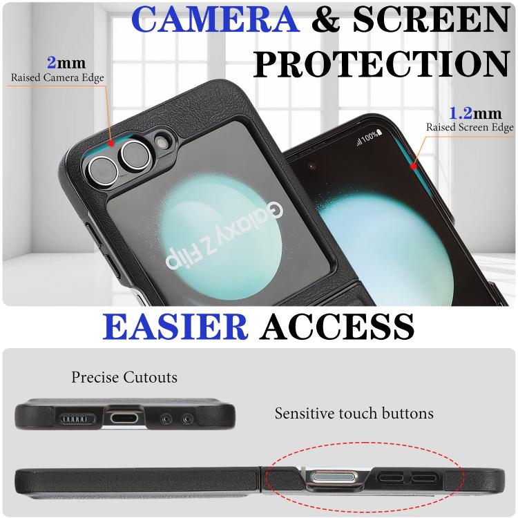 For Samsung Galaxy Z Flip7 FE / Flip6 Kalebol Strong Magnetic MagSafe Tri-Fold Wallet Side Sticker Leather Phone Case