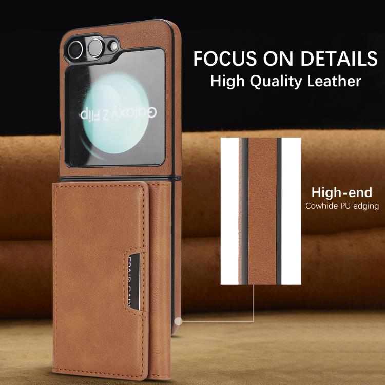 For Samsung Galaxy Z Flip7 FE / Flip6 Kalebol Strong Magnetic MagSafe Tri-Fold Wallet Side Sticker Leather Phone Case