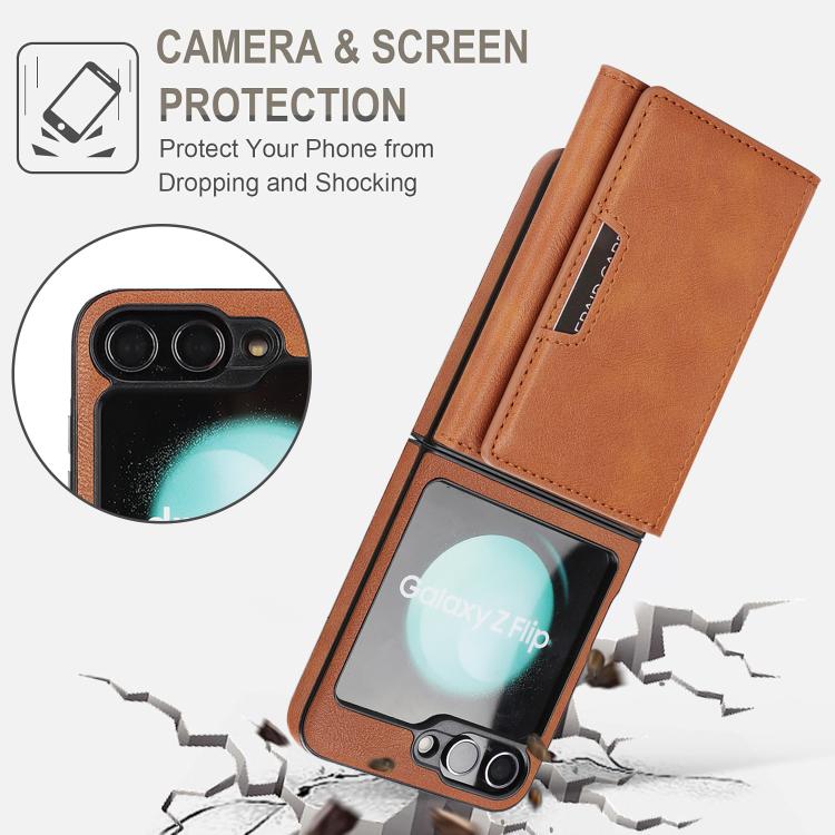For Samsung Galaxy Z Flip7 FE / Flip6 Kalebol Strong Magnetic MagSafe Tri-Fold Wallet Side Sticker Leather Phone Case
