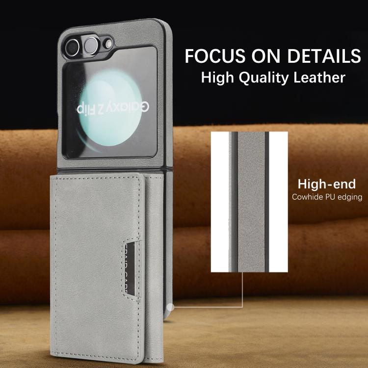 For Samsung Galaxy Z Flip7 FE / Flip6 Kalebol Strong Magnetic MagSafe Tri-Fold Wallet Side Sticker Leather Phone Case