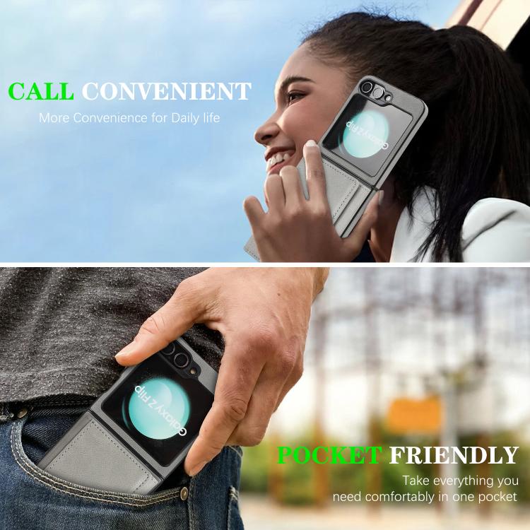 For Samsung Galaxy Z Flip7 FE / Flip6 Kalebol Strong Magnetic MagSafe Tri-Fold Wallet Side Sticker Leather Phone Case