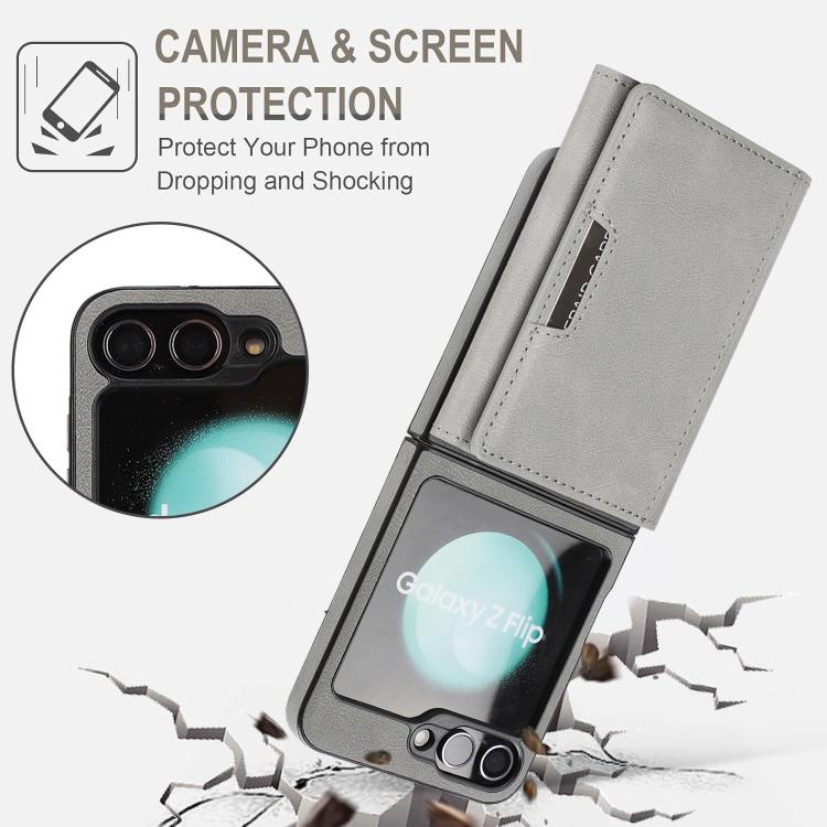 For Samsung Galaxy Z Flip7 FE / Flip6 Kalebol Strong Magnetic MagSafe Tri-Fold Wallet Side Sticker Leather Phone Case