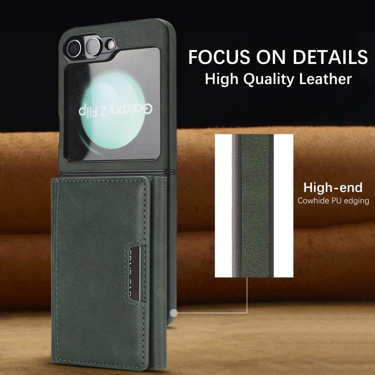 For Samsung Galaxy Z Flip7 FE / Flip6 Kalebol Strong Magnetic MagSafe Tri-Fold Wallet Side Sticker Leather Phone Case