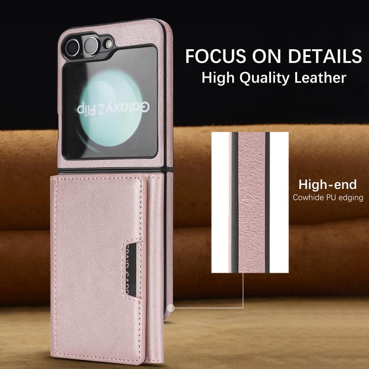 For Samsung Galaxy Z Flip7 FE / Flip6 Kalebol Strong Magnetic MagSafe Tri-Fold Wallet Side Sticker Leather Phone Case