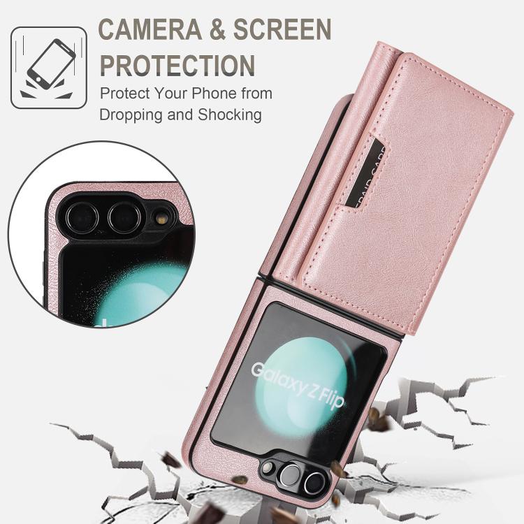 For Samsung Galaxy Z Flip7 FE / Flip6 Kalebol Strong Magnetic MagSafe Tri-Fold Wallet Side Sticker Leather Phone Case