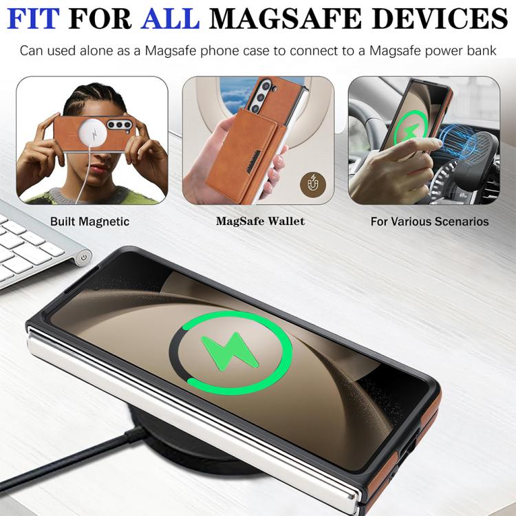 For Samsung Galaxy Z Fold6 Kalebol Strong Magnetic MagSafe Tri-Fold Wallet Side Sticker Leather Phone Case