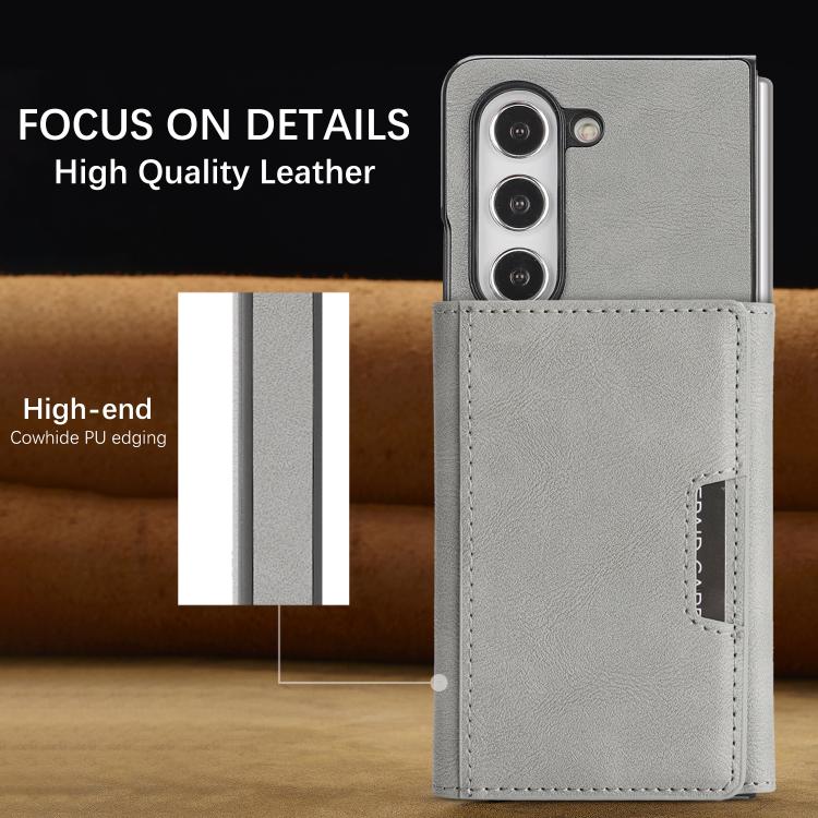 For Samsung Galaxy Z Fold6 Kalebol Strong Magnetic MagSafe Tri-Fold Wallet Side Sticker Leather Phone Case