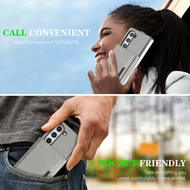 For Samsung Galaxy Z Fold6 Kalebol Strong Magnetic MagSafe Tri-Fold Wallet Side Sticker Leather Phone Case