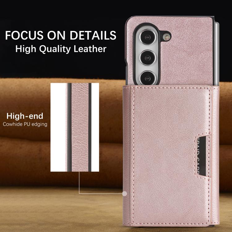 For Samsung Galaxy Z Fold6 Kalebol Strong Magnetic MagSafe Tri-Fold Wallet Side Sticker Leather Phone Case