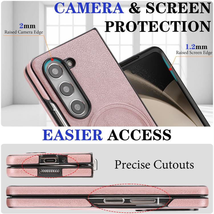 For Samsung Galaxy Z Fold6 Kalebol Strong Magnetic MagSafe Tri-Fold Wallet Side Sticker Leather Phone Case