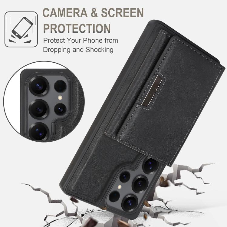 For Samsung Galaxy S24 Ultra 5G Kalebol Strong Magnetic MagSafe Tri-Fold Wallet Side Sticker Leather Phone Case