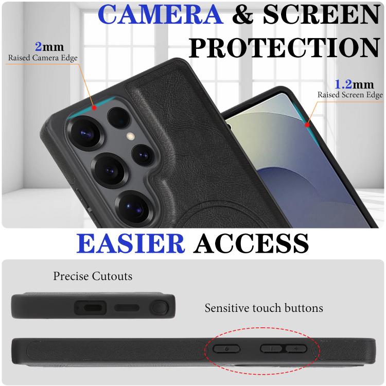 For Samsung Galaxy S24 Ultra 5G Kalebol Strong Magnetic MagSafe Tri-Fold Wallet Side Sticker Leather Phone Case