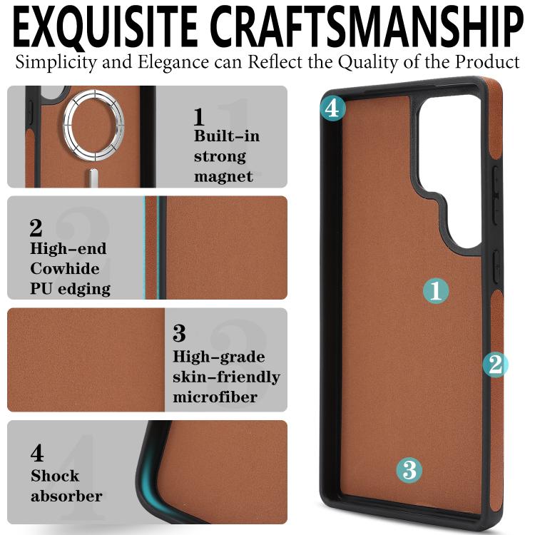 For Samsung Galaxy S24 Ultra 5G Kalebol Strong Magnetic MagSafe Tri-Fold Wallet Side Sticker Leather Phone Case