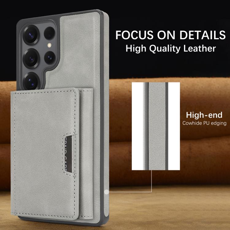 For Samsung Galaxy S24 Ultra 5G Kalebol Strong Magnetic MagSafe Tri-Fold Wallet Side Sticker Leather Phone Case
