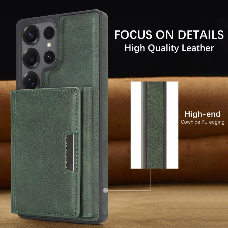 For Samsung Galaxy S24 Ultra 5G Kalebol Strong Magnetic MagSafe Tri-Fold Wallet Side Sticker Leather Phone Case