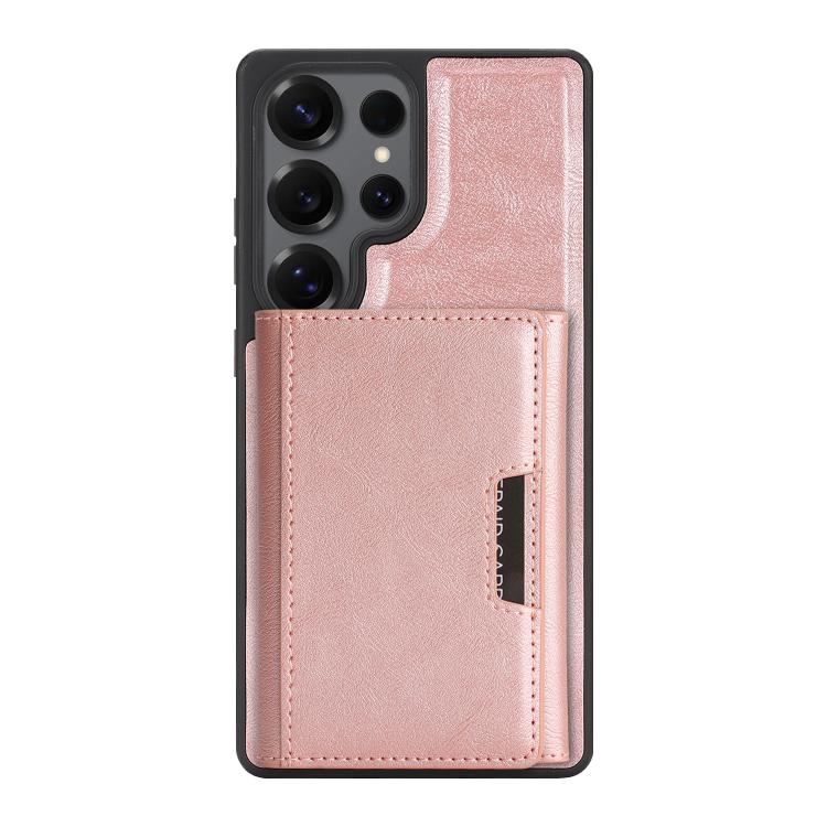 For Samsung Galaxy S24 Ultra 5G Kalebol Strong Magnetic MagSafe Tri-Fold Wallet Side Sticker Leather Phone Case