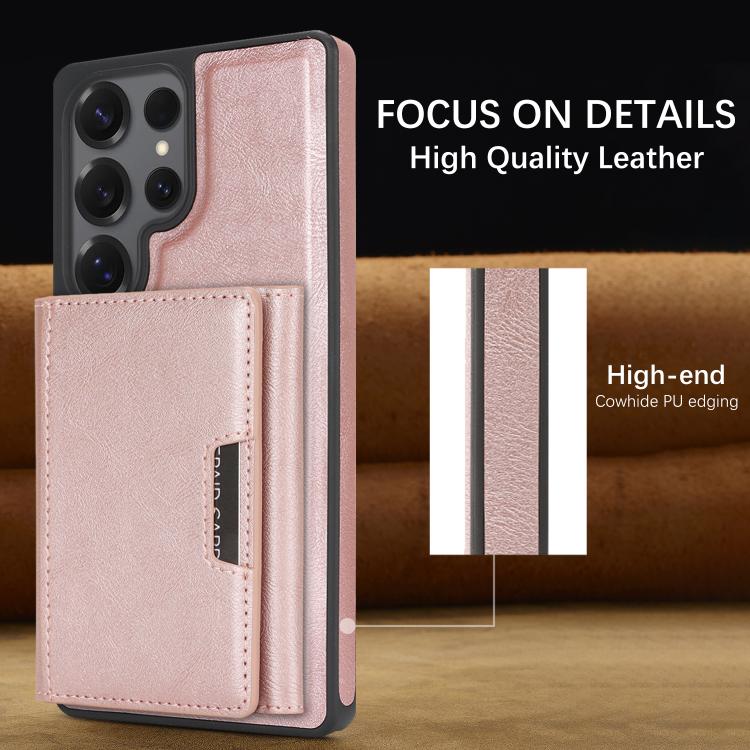 For Samsung Galaxy S24 Ultra 5G Kalebol Strong Magnetic MagSafe Tri-Fold Wallet Side Sticker Leather Phone Case