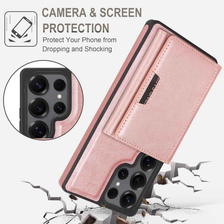 For Samsung Galaxy S24 Ultra 5G Kalebol Strong Magnetic MagSafe Tri-Fold Wallet Side Sticker Leather Phone Case