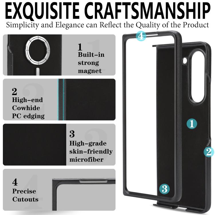 For Samsung Galaxy Z Fold5 Kalebol Strong Magnetic MagSafe Tri-Fold Wallet Side Sticker Leather Phone Case