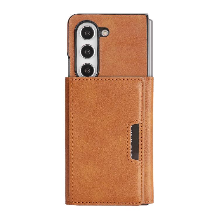 For Samsung Galaxy Z Fold5 Kalebol Strong Magnetic MagSafe Tri-Fold Wallet Side Sticker Leather Phone Case