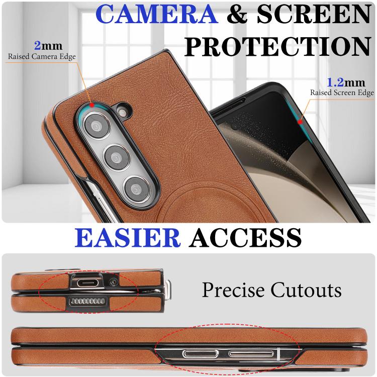 For Samsung Galaxy Z Fold5 Kalebol Strong Magnetic MagSafe Tri-Fold Wallet Side Sticker Leather Phone Case
