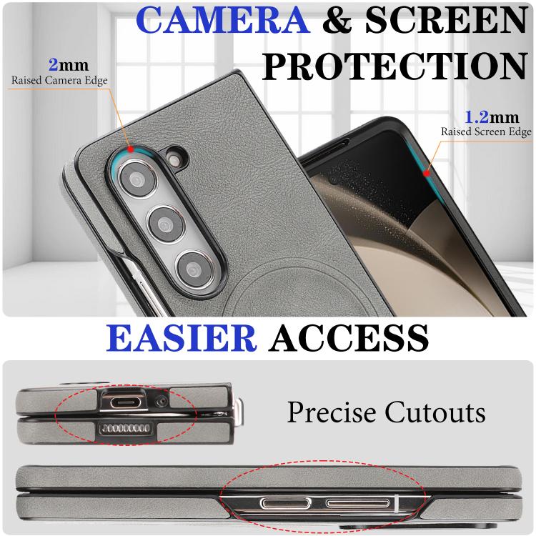 For Samsung Galaxy Z Fold5 Kalebol Strong Magnetic MagSafe Tri-Fold Wallet Side Sticker Leather Phone Case