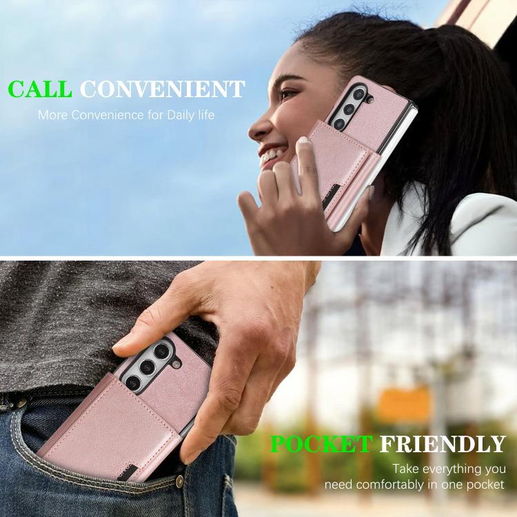 For Samsung Galaxy Z Fold5 Kalebol Strong Magnetic MagSafe Tri-Fold Wallet Side Sticker Leather Phone Case