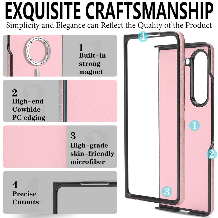 For Samsung Galaxy Z Fold5 Kalebol Strong Magnetic MagSafe Tri-Fold Wallet Side Sticker Leather Phone Case