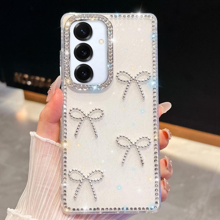 For Samsung Galaxy S25 5G Diamond Glitter Bow-knot Four-Corner Shockproof Phone Case