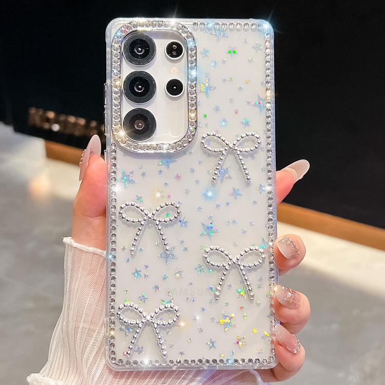 For Samsung Galaxy S25 Ultra 5G Diamond Glitter Bow-knot Four-Corner Shockproof Phone Case