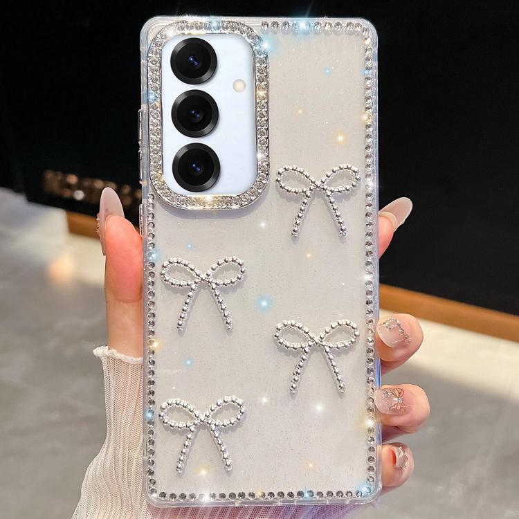 For Samsung Galaxy S24 FE 5G Diamond Glitter Bow-knot Four-Corner Shockproof Phone Case