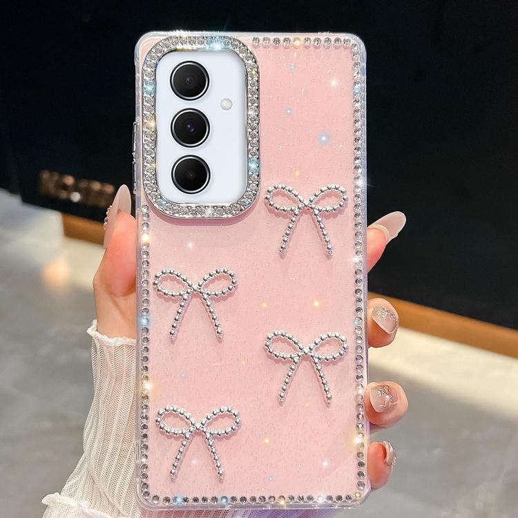 For Samsung Galaxy A55 5G Diamond Glitter Bow-knot Four-Corner Shockproof Phone Case