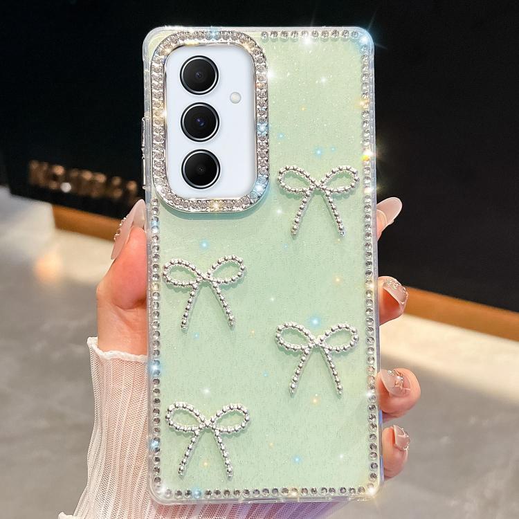 For Samsung Galaxy A55 5G Diamond Glitter Bow-knot Four-Corner Shockproof Phone Case