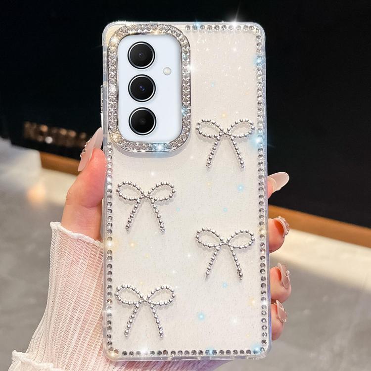 For Samsung Galaxy A55 5G Diamond Glitter Bow-knot Four-Corner Shockproof Phone Case