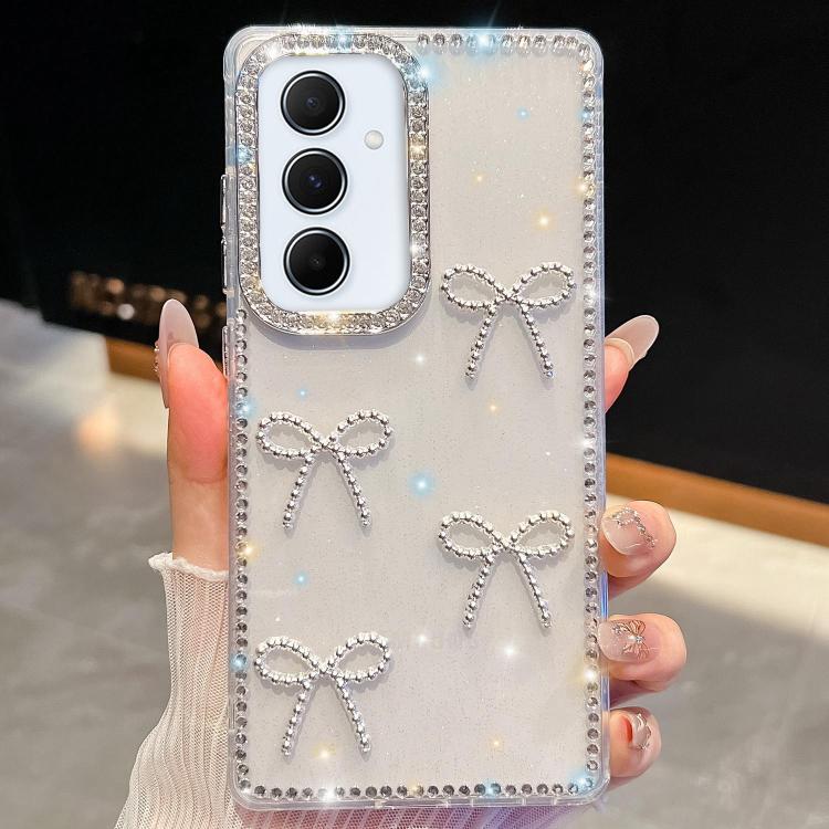 For Samsung Galaxy A55 5G Diamond Glitter Bow-knot Four-Corner Shockproof Phone Case