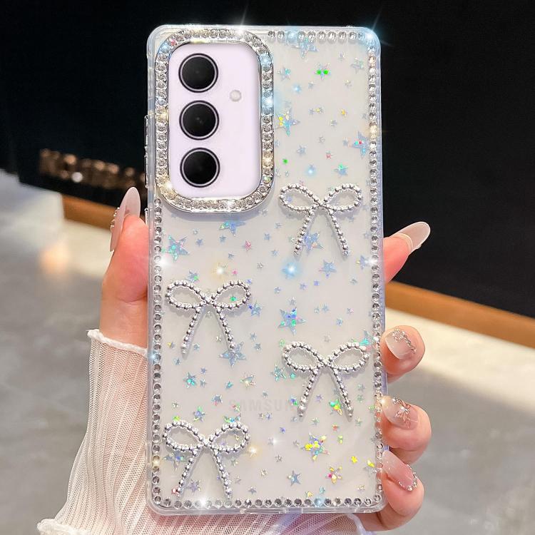 For Samsung Galaxy A35 5G Diamond Glitter Bow-knot Four-Corner Shockproof Phone Case