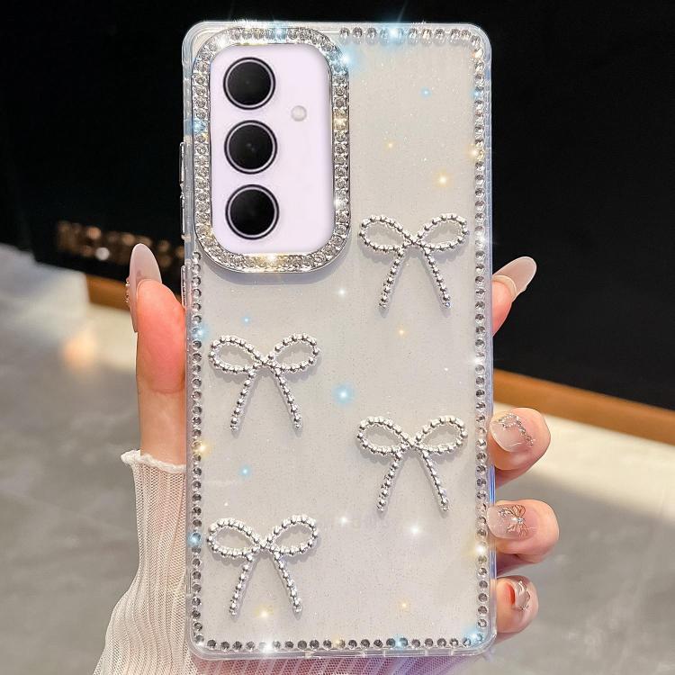 For Samsung Galaxy A35 5G Diamond Glitter Bow-knot Four-Corner Shockproof Phone Case