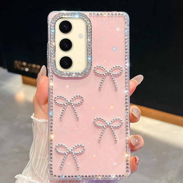 For Samsung Galaxy S24+ 5G Diamond Glitter Bow-knot Four-Corner Shockproof Phone Case