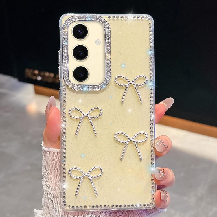 For Samsung Galaxy S24+ 5G Diamond Glitter Bow-knot Four-Corner Shockproof Phone Case