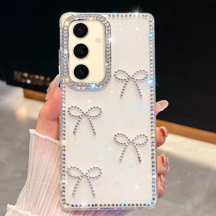For Samsung Galaxy S24+ 5G Diamond Glitter Bow-knot Four-Corner Shockproof Phone Case
