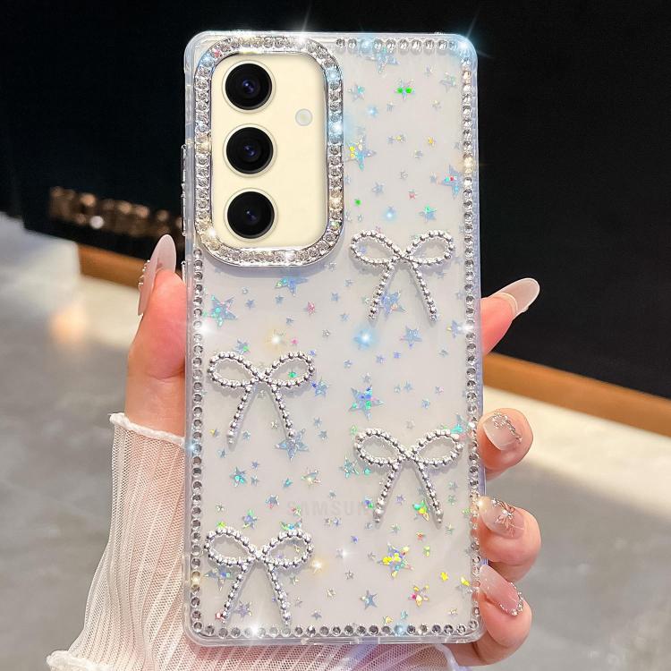 For Samsung Galaxy S24+ 5G Diamond Glitter Bow-knot Four-Corner Shockproof Phone Case