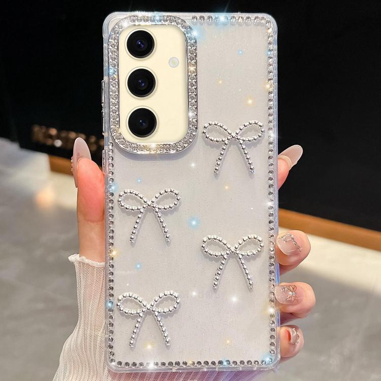 For Samsung Galaxy S24+ 5G Diamond Glitter Bow-knot Four-Corner Shockproof Phone Case