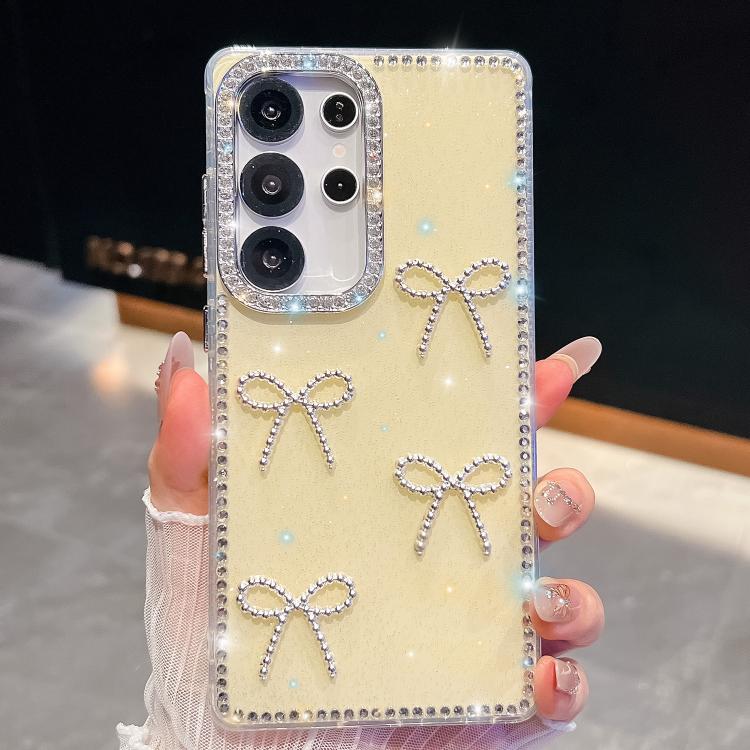For Samsung Galaxy S23 Ultra 5G Diamond Glitter Bow-knot Four-Corner Shockproof Phone Case