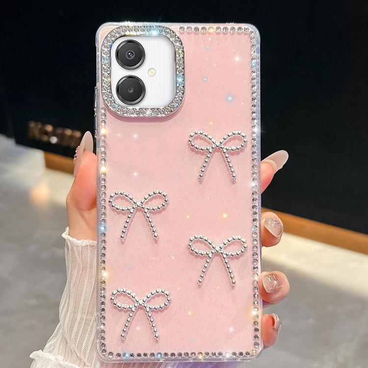 For Samsung Galaxy A07 5G Diamond Glitter Bow-knot Four-Corner Shockproof Phone Case