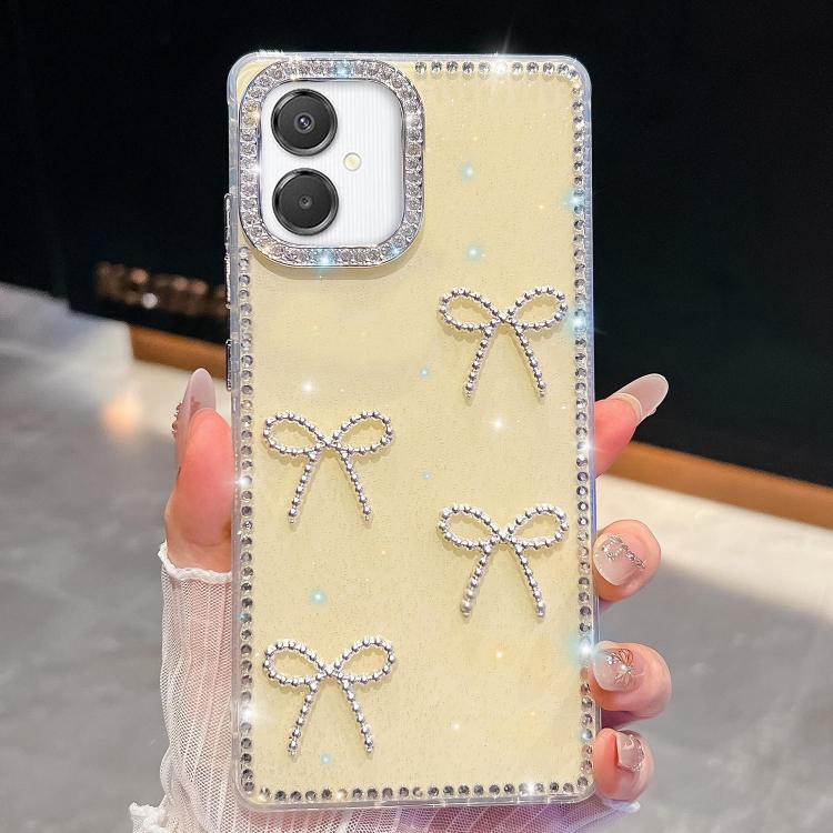 For Samsung Galaxy A07 5G Diamond Glitter Bow-knot Four-Corner Shockproof Phone Case