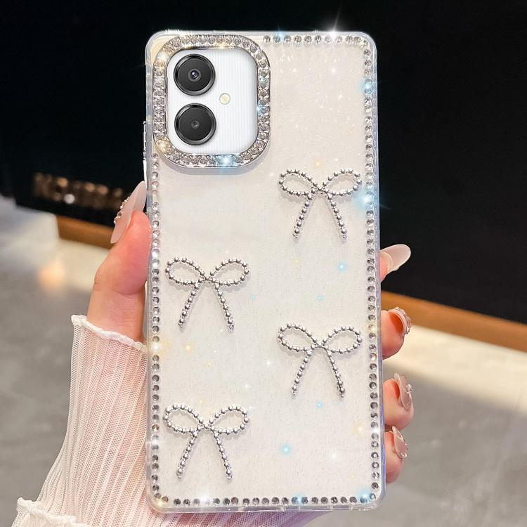 For Samsung Galaxy A07 5G Diamond Glitter Bow-knot Four-Corner Shockproof Phone Case