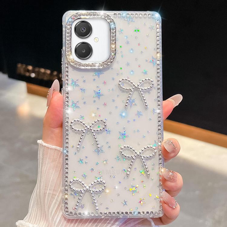 For Samsung Galaxy A07 5G Diamond Glitter Bow-knot Four-Corner Shockproof Phone Case