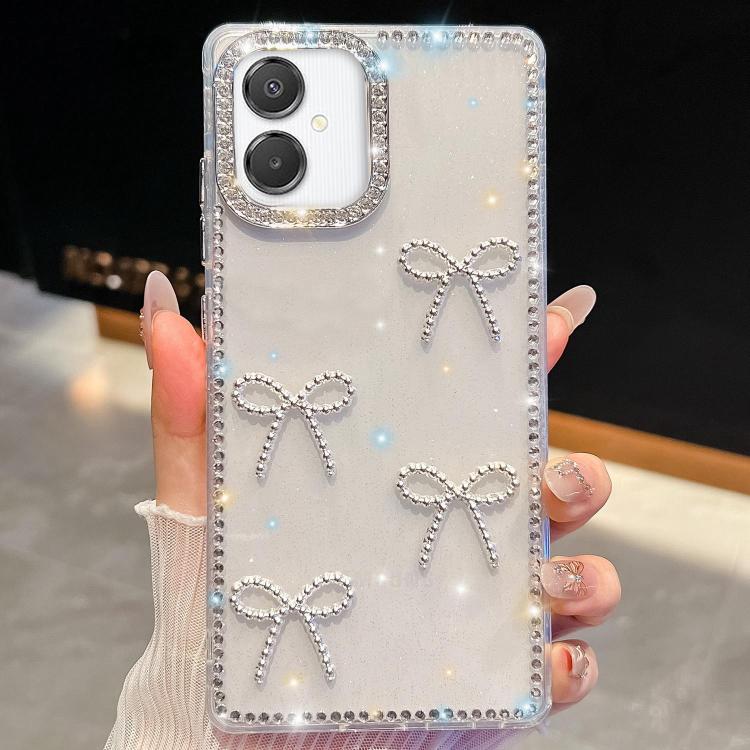 For Samsung Galaxy A07 5G Diamond Glitter Bow-knot Four-Corner Shockproof Phone Case