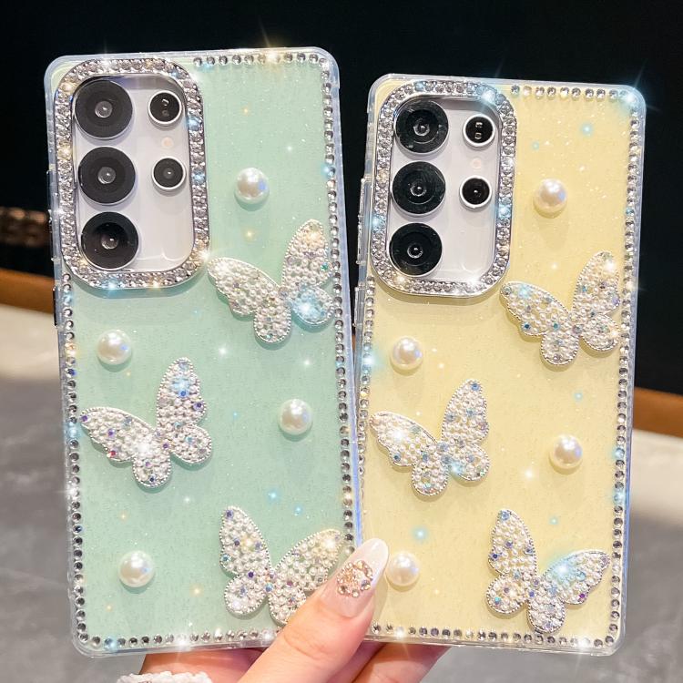 For Samsung Galaxy A07 5G Diamond Glitter Pearl Butterfly Four-Corner Shockproof Phone Case