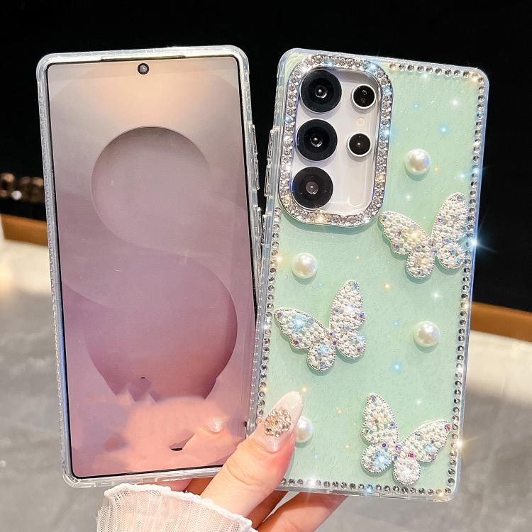 For Samsung Galaxy A07 5G Diamond Glitter Pearl Butterfly Four-Corner Shockproof Phone Case